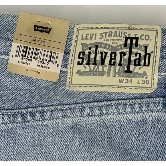 Levi’s silvertab relaxed straight leg Jeans mens 32 X 32 Light Wash Distressed - Picture 4 of 5